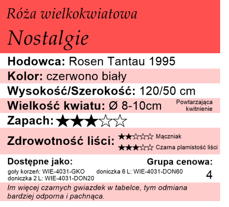 Cechy róży Nostalgie